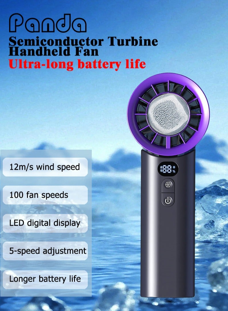 باندا مروحة تبريد شبه موصلة محمولة عالية السرعة: تبريد طوال الصيف، تنظيم السرعة بدون خطوات 100، تصميم توربين إعصار، شاشة رقمية عالية الدقة ذكية، إمداد هواء بزاوية واسعة، مزودة ببطارية 4000 مللي أمبير في الساعة، واجهة شحن سريع من النوع C، عمر بطارية يصل إلى 7 ساعات، مناسب جدًا للسفر والمكتب والمنزل والاستخدام الخارجي! - Image 1